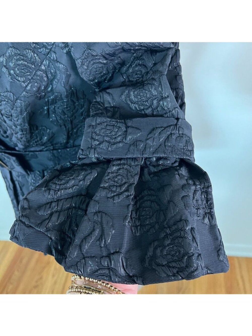 Anne Fontaine Nejia Black Rose Jacquard Wool Peplum Jacket Top Romantic Chic 6 - Picture 10 of 16